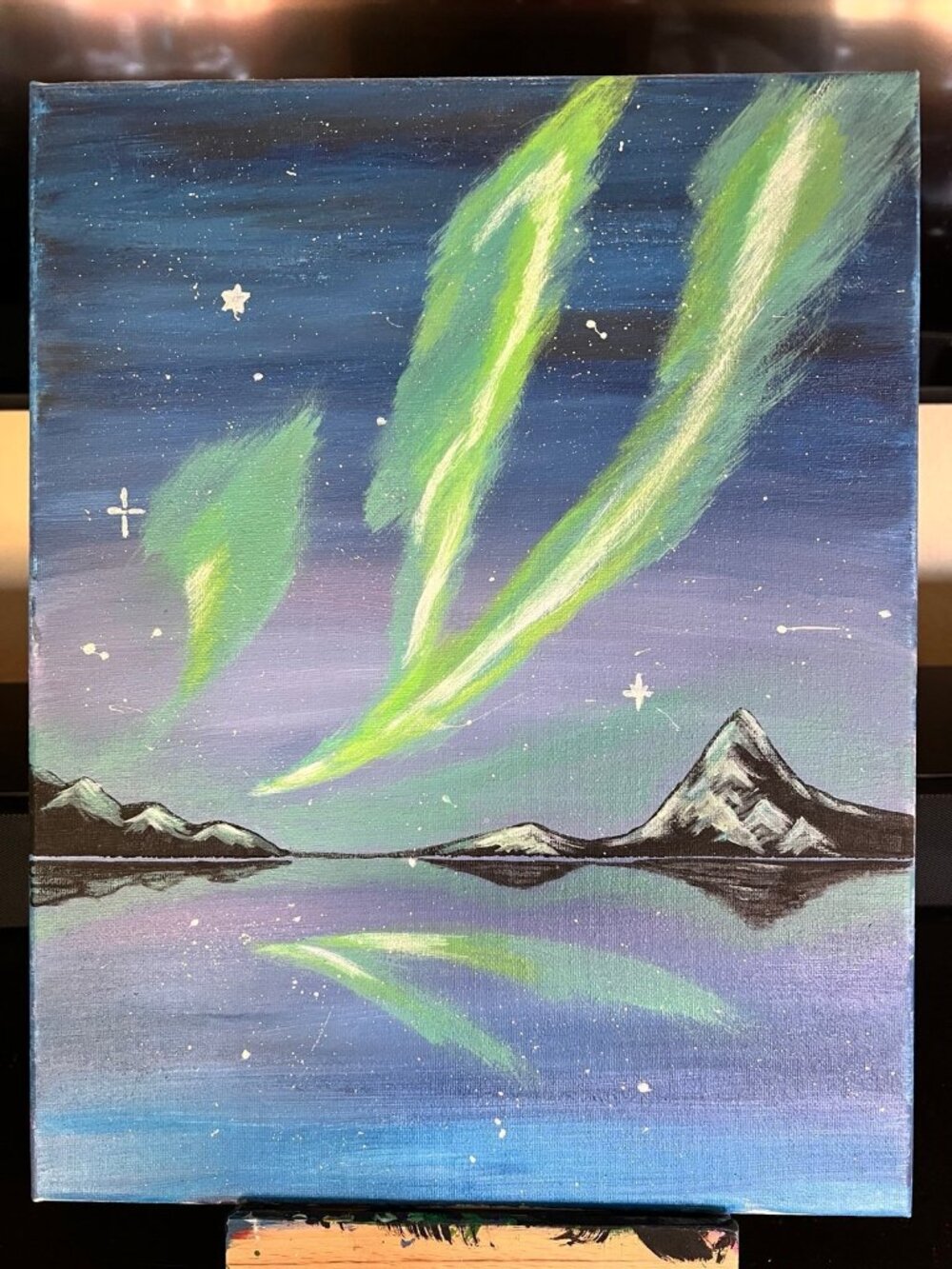 Aurora Northern Lights Acrylic painting in Canvas